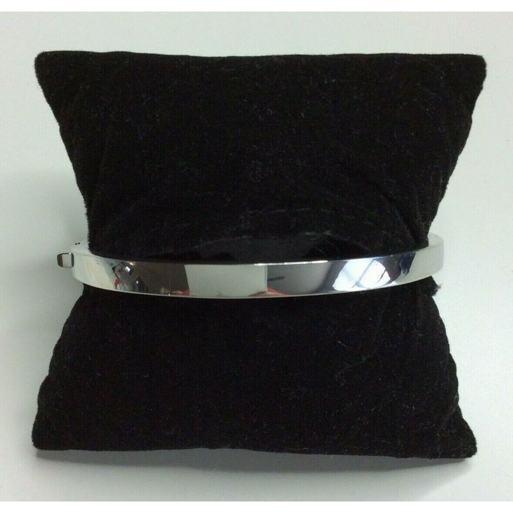 Kate Spade Silver Bangle Bracelet Pave Bow Hinged - Picture 3 of 6